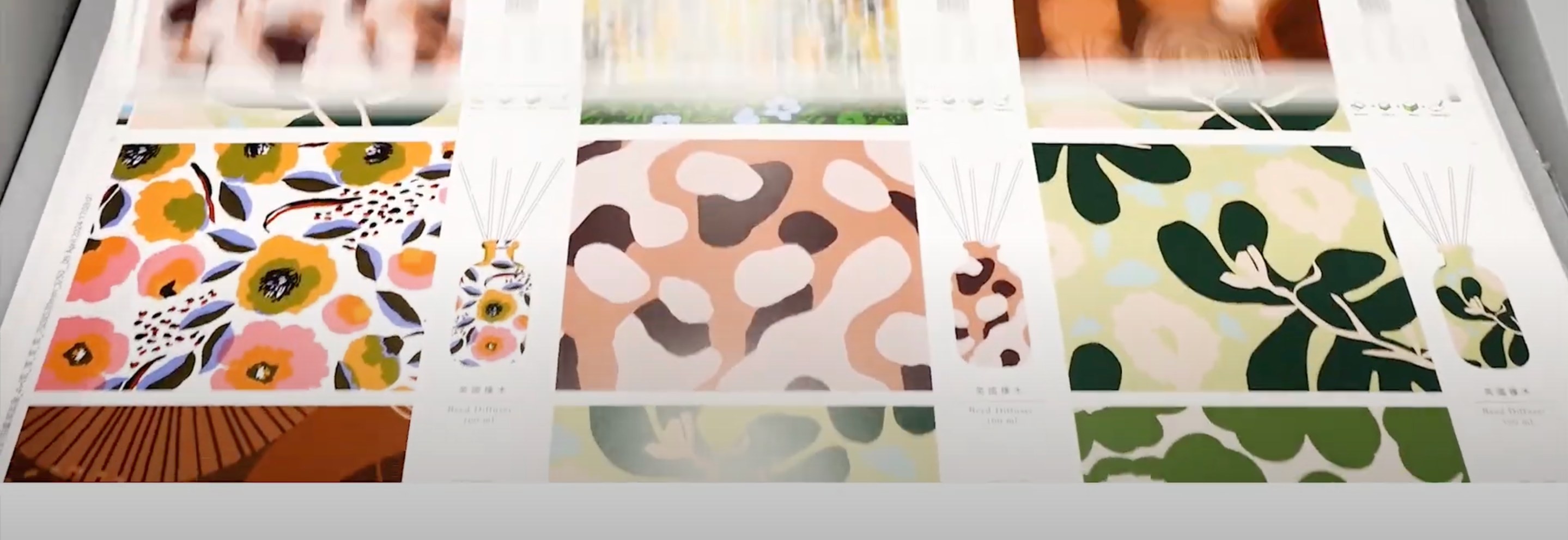 Range of NTI sustainably printed pattern packaging